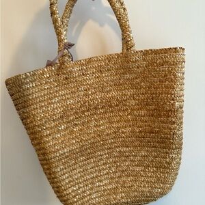 Elegant Tan Woven Tote Bag